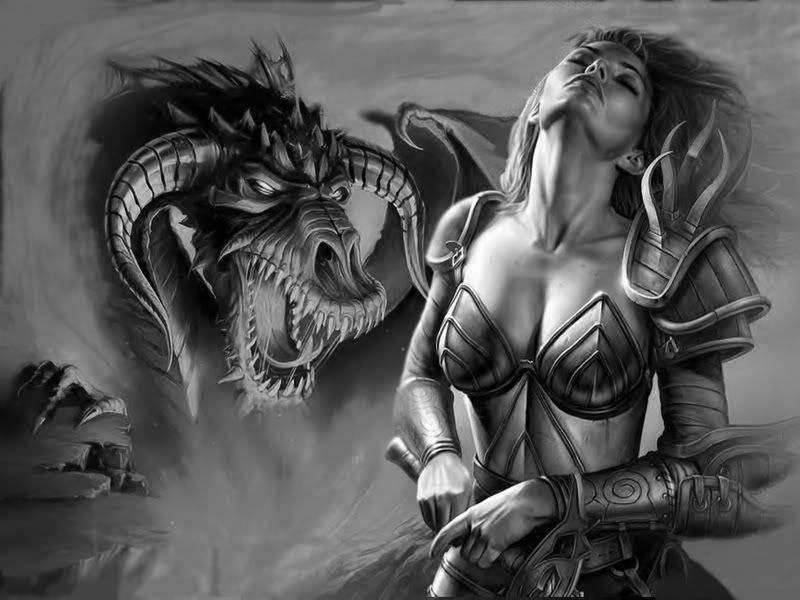 Lady-Warrior with Dragon Pictures, Images and Photos