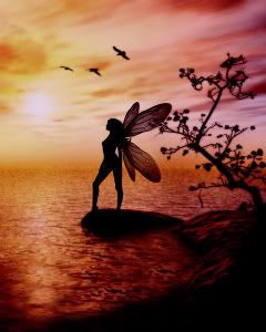 beautiful fairy photo: fairy and sunset oceansunsetfairy.jpg