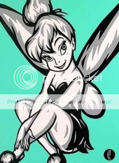 tinker bell in black and white